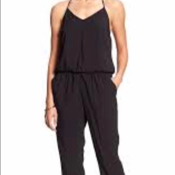 (Pre Owned) Banana Republic Black Halter Jumpsuit - Picture 1 of 8